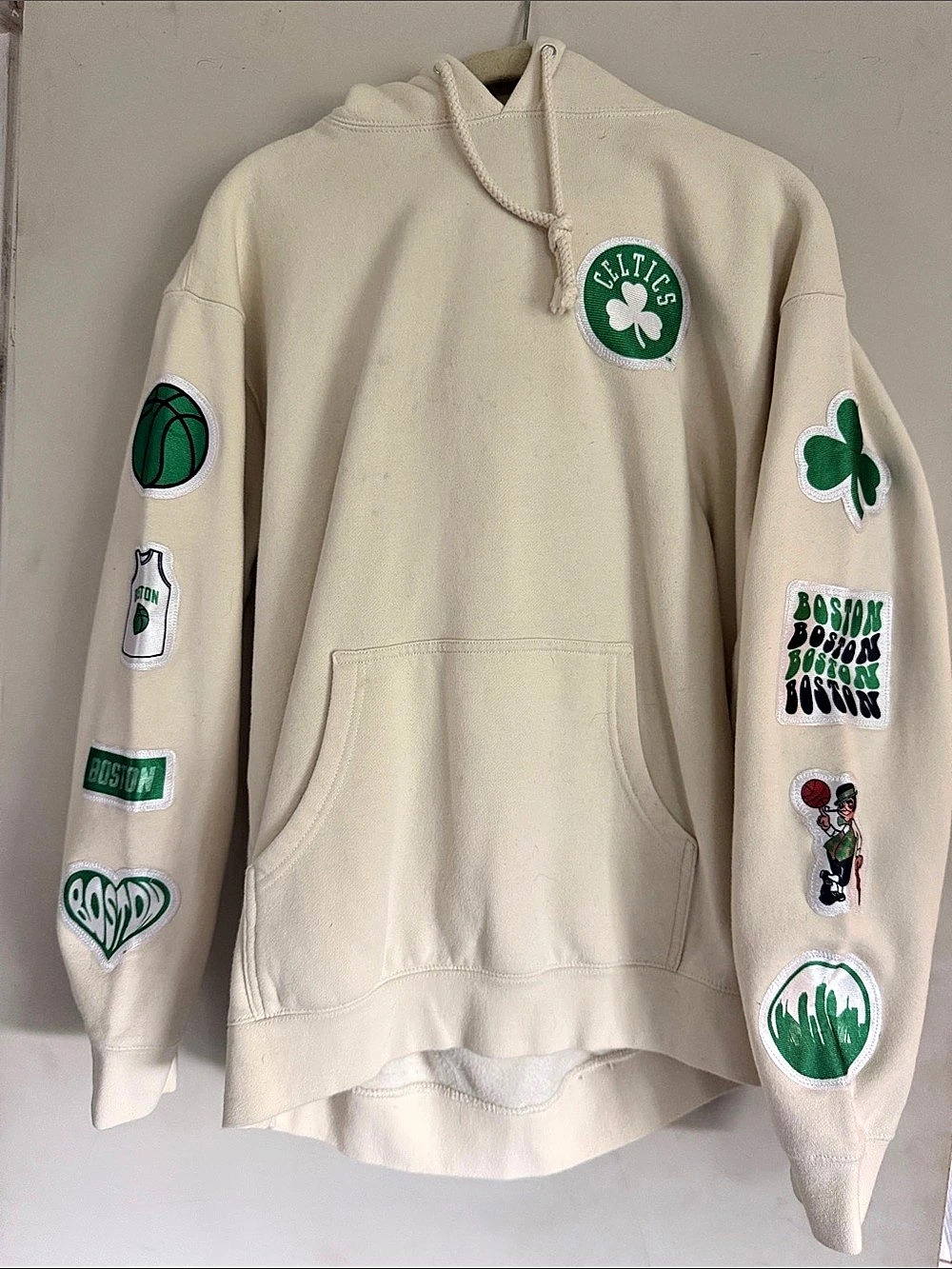 Broski Boston Graphic Hoodie in Cream